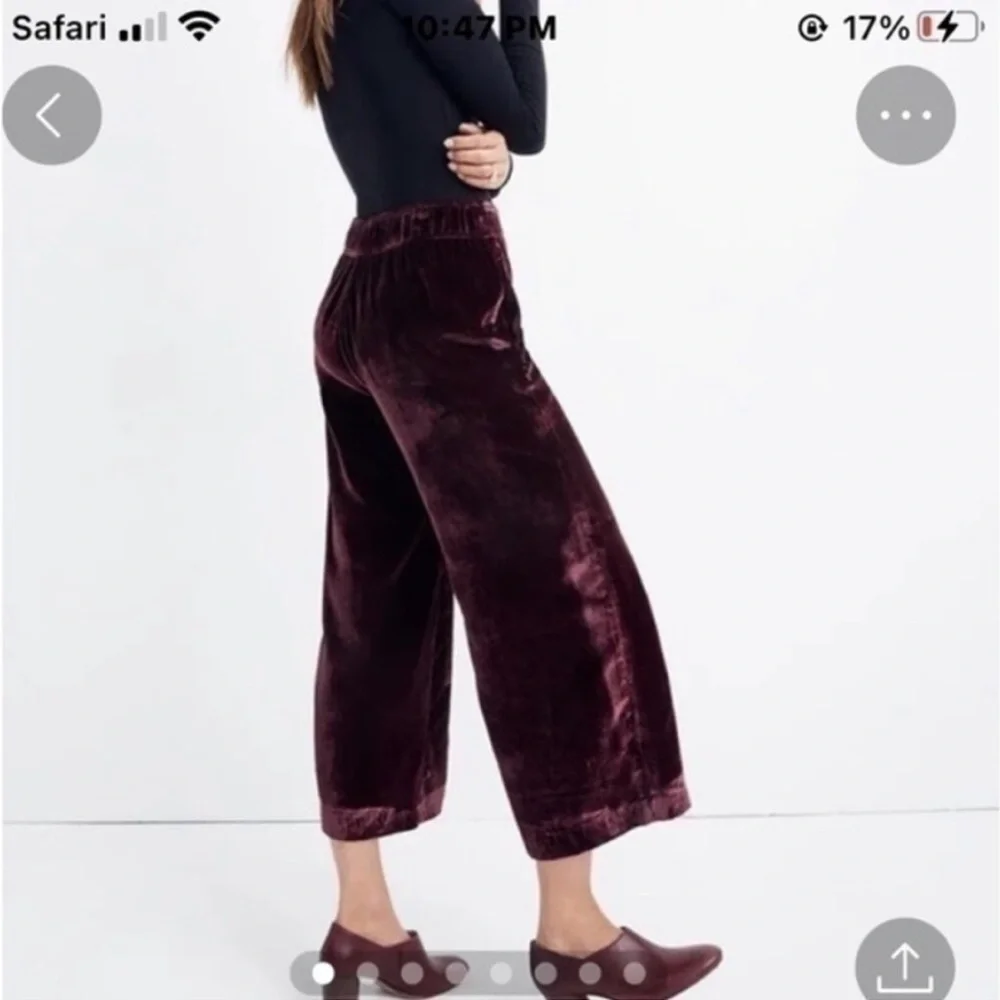 Madewell Velvet Pants Huston Pull-On Cropped Pants - Picture 3 of 6